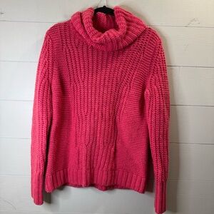Banana Republic Vibrant Pink Cowl Neck Sweater Merino Wool & Alpaca Blend Medium